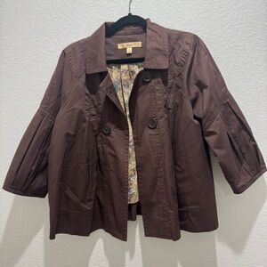 Motto Chocolate Brown Pleated Sleeve Jacket (Size M)